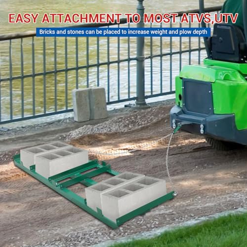48”Lawn Leveling Rake & Driveway Drag Harrow - Heavy-Duty Tow-Behind Tool with 4FT Reinforced Chain - for ATV, UTV, Tractor, Mower - Gravel, Soil, Yard & Landscape Grading