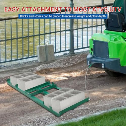 48”Lawn Leveling Rake & Driveway Drag Harrow - Heavy-Duty Tow-Behind Tool with 4FT Reinforced Chain - for ATV, UTV, Tractor, Mower - Gravel, Soil, Yard & Landscape Grading