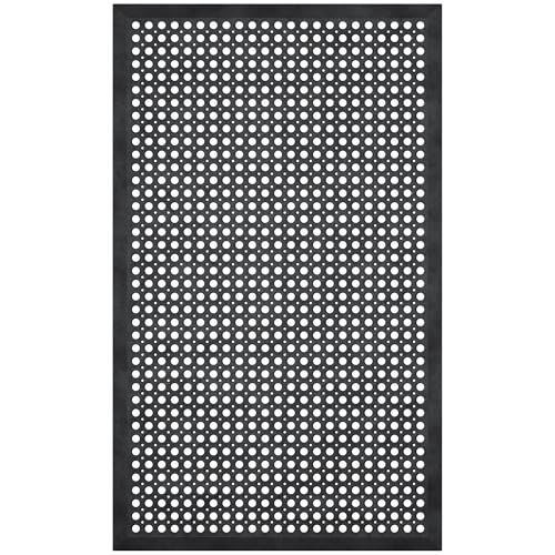 Ottomanson Heavy Duty Rubber Floor Mat – Non-Slip, Waterproof, Easy to Clean – Anti-Fatigue Mat for Commercial Kitchens, Restaurants, Workshops – Oil Resistant, Hose Washable – 24" x 36", Black - color: Black - Ring, size: 2' x 3' (Drainage Mat)