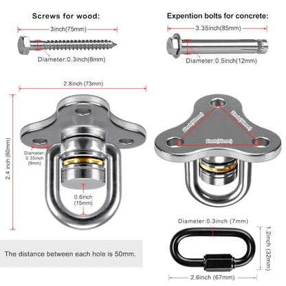 SELEWARE 2 Pack Tire Swing Swivel Hanger with Bearing Heavy Duty Swivel | 360 Degree Rotation Reduces Twisting, Smooth Swinging for Indoor Outdoor Tire and Saucer Swings - color: Bearing Swing Hangers, 2 Pack
