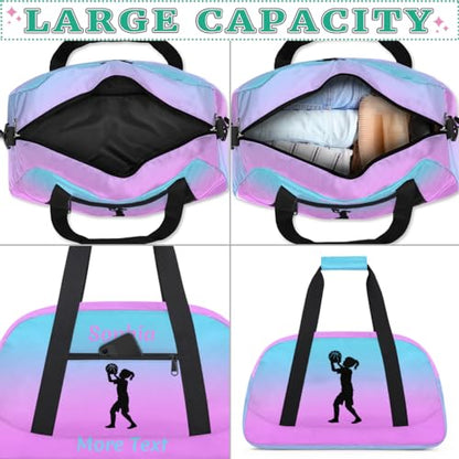 Personalized Kids Gym Bag for Girls Custom Name Sports Duffel Bag Weekender Overnight Travel Bags Pink Basketball Gifts - color: Color 4, style: Basketball
