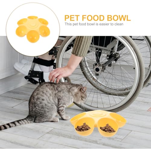 POPETPOP Cat Food Bowl with 6 Bowls - Pet Feeder for Kitten Puppy, Multi Cat Feeder, Multiple Feeder for Indoor s, Feeding Station for Food and Water (Yellow)