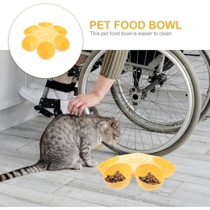 POPETPOP Cat Food Bowl with 6 Bowls - Pet Feeder for Kitten Puppy, Multi Cat Feeder, Multiple Feeder for Indoor s, Feeding Station for Food and Water (Yellow)
