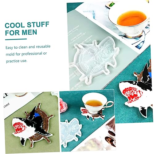SEWACC Shark Shape DIY Coaster Mold Silicone Cup Mat Making Mold for Custom Resin Crafting and Easy to Use and for Unique Home Decor