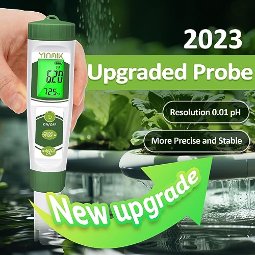 pH EC Meter for Water Hydroponics, PPM Meter for Nutrients, Measure pH PPM Conductivity Temperature of Hydroponic Garden Water and Nutrient Solution, EC pH TDS Meter for Water, Aquarium, Pool - color: Green Hydroponic meter
