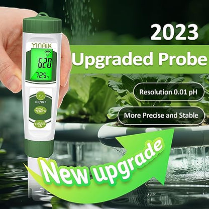 pH EC Meter for Water Hydroponics, PPM Meter for Nutrients, Measure pH PPM Conductivity Temperature of Hydroponic Garden Water and Nutrient Solution, EC pH TDS Meter for Water, Aquarium, Pool - color: Green Hydroponic meter