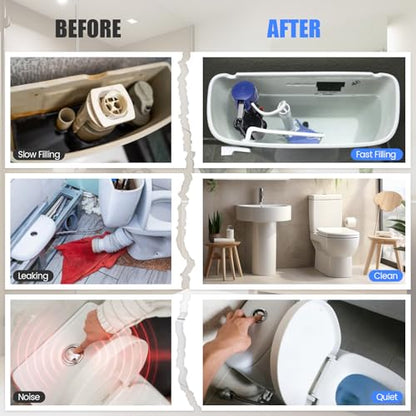 Jamini Toilet Fill Valve Replacement Kit, Quick-Install Inlet Valve with Connector & Refill Tube, Fixes Slow Filling, Leaks, Noisy Tank, Universal for Most Toilet Tanks