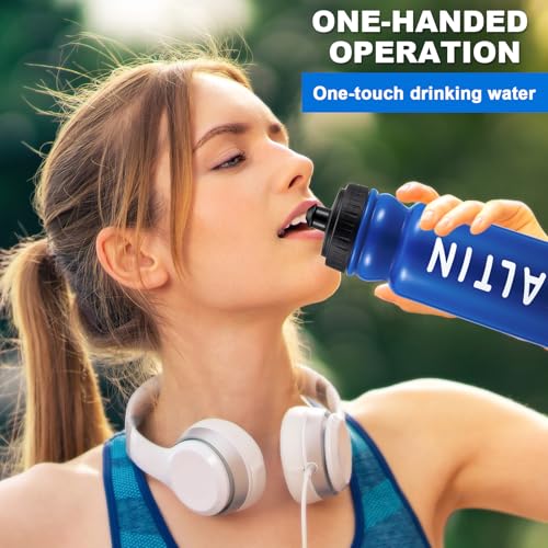 Suclain Squeeze Water Bottles with Carrier, 14 Pcs, Dark Blue - color: Dark Blue