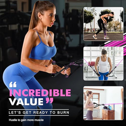 HPYGN Resistance Bands with Handles, 150 lb Exercise Bands for Home Workout - color: pink, style: 250LBS