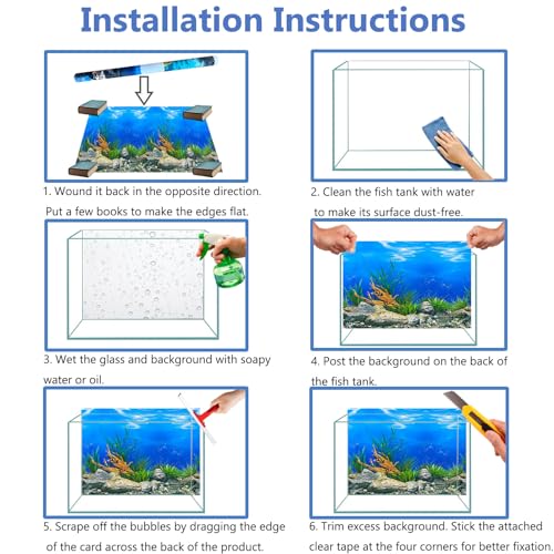 Aquarium Background Poster Water Plants 3D Coral Fish Tank Background Picture Double Sides Fish Tank Stickers 10 20 Gallon Tank 16"x 33"