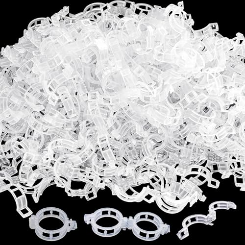400 Pcs Plant Support Clips, Snap-On Trellis Clips for Climbing Plants, Tomato & Grape Vine Support, 1" Inner Diameter Plastic Garden Clips to Grow Upright (White)