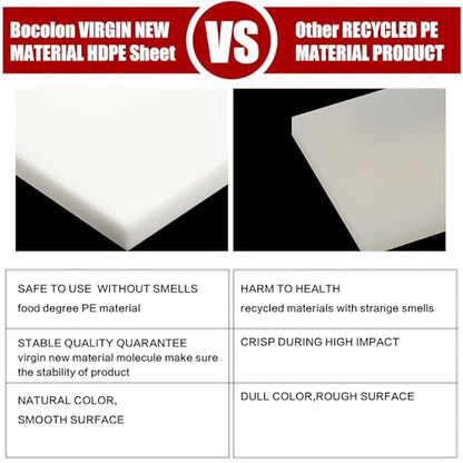 High Density Polyethylene Sheets HDPE Plastic Sheet Board for DIY, Heavy Duty Industry, 1/4" Thick,Size 6" x 6", White Color