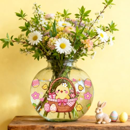 UV DTF Cup Wraps Transfer Stickers Easter Rabbit and Eggs Pattern, 10 Sheets Waterproof Custom Vinyl Transfer Sticker 16oz Coffee Glass Cup Tumbler Bottle Mug Decals for Men Women - style: Easter Rabbit and Eggs