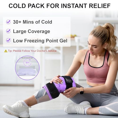 APEXUP Ice Pack for Knee Pain Relief, Large Reusable Wrap After Surgery, Flexible Gel Cold Pack for Injuries, Pain Relief for Back, Shoulder, Elbow, Ankle and Leg (Purple, L, 2PK) - size: Large-2PK, style: Purple