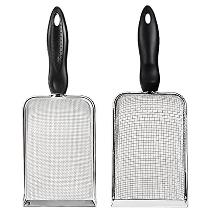 Sand Scooper Stainless Steel Fine Mesh Metal Shovel Terrarium Substrate Litter Corner Scoops Scooper for Bedding Bearded Dragon Scoops - size: 2.8mm hole