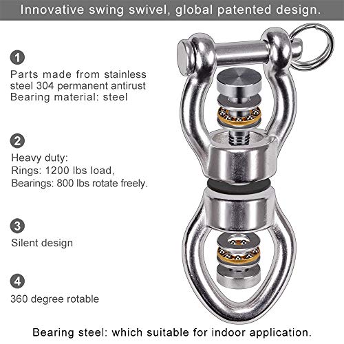 SELEWARE Heavy Duty Bearing Swing Swivel, 360° Rotation Hanging Accessory - color: Swivel - Style D Only, 2 Pack
