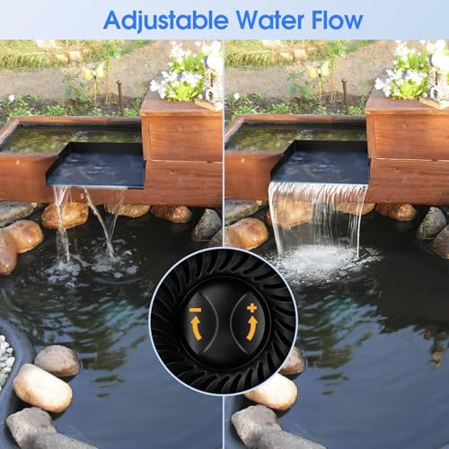 Solar Pond Waterfall Spillway Kit, 55W Folding Solar Panel & Pond Pump Included, DIY Water Feature for Garden, Balcony, Indoor Aquarium & Small Ponds-P5552 - size: Solar Powered 55W