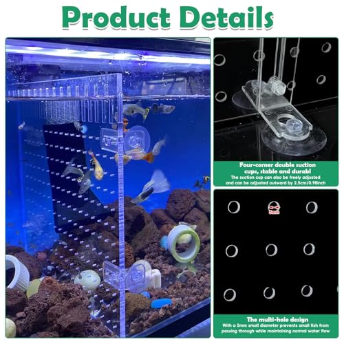 Fish Tank Divider, Size: 30 x 25 cm/11.81 x 9.84 in, Acrylic Aquarium Divider with 8 PCS Suction Cups, Transparent Fish Tank Separator for Betta Fish