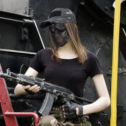 Airsoft Mask with Goggles, Foldable Half Face Airsoft Mesh Mask with Ear Protection for Paintball Shooting Cosplay CS Game - color: 3-BCP-3PCS, size: 3pcs