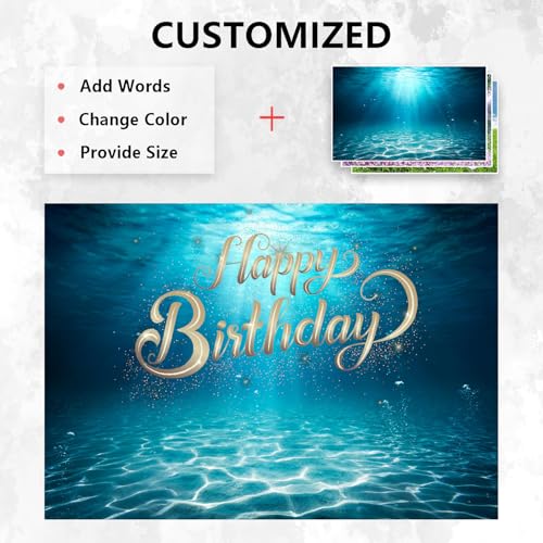 Fabric 7x5ft Blue Sea Underwater Backdrop Under the Sea Sunlight Seascape Background Through Water Surface Seabed Bubbles Background for Undersea Party Decor Mermaid Birthday Banner