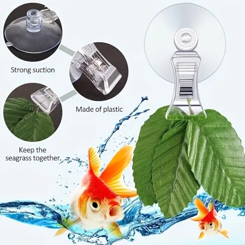 12-Pack Seaweed Clips – Plant Suction Cups with Clips, Perfect for Supermarkets and Malls Compatible with Oxygen Tubing,Water Tubing, Heaters,and More–4.4 * 6.6cm PVC Material