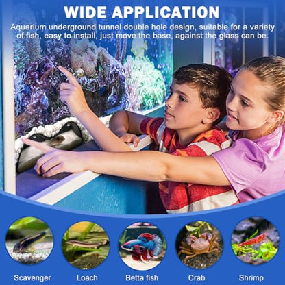 Aquarium Underground Tunnel Cave Two Hole Viewing Fish & Shrimp Under Gravel Tunnel Fish Tank Decor Decoration Hideout Interest with Simple Design