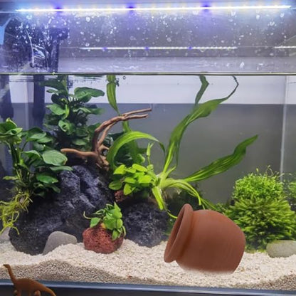 AnRui Betta Fish Tank Decor Ceramic Jar Aquarium Accessories Decorations Cute Clay Pot Hideout Cave Ornaments for Small Fish, Shrimp, Cichlid to Play Hide Breed, Small