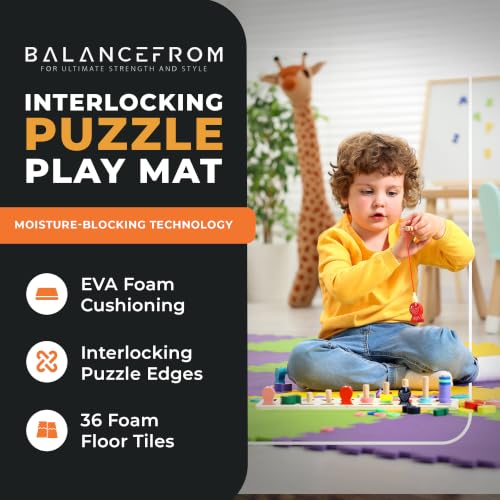 BalanceFrom Play Tile Mat 0.4 Inch Thick, EVA Interlocking Foam Floor