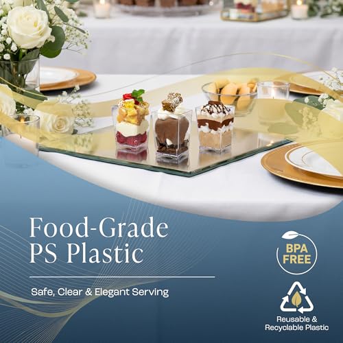 50 Pack 4 oz. Square Small Plastic Dessert Cup Hermes Professional-Grade Recyclable Transparent Disposable Party Cup for Parfait Desserts, Appetizers, and Events CMJJ - style: 50 Units