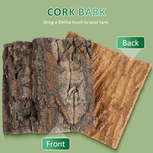 Toddmomy Reptile Cork Bark Background 8 Pieces 5.90X5.90X1.57 Inch Natural Terrarium Decor for Gecko Lizard Frog Climbing Habitat Aquarium