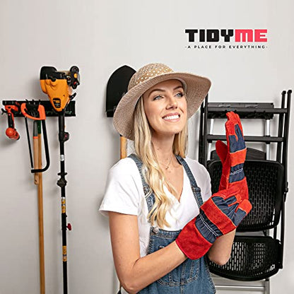 TIDYME Garage Tool Organizer Wall Mount, 96", 6 Racks 12 Hooks, 600 lbs - size: 96" Carbon Steel with 6 Racks & 12 Hooks