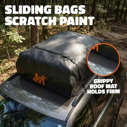 Mockins 16 Cu Ft Weatherproof No Rack Rooftop Cargo Carrier Bag 45"x34"x18" | Rooftop Cargo Bag for Top of Car | Car Topper Luggage Carrier Waterproof Set w/ Accessories | Vehicle Soft-Shell Carriers - size: Bag: 45"x34"x18"