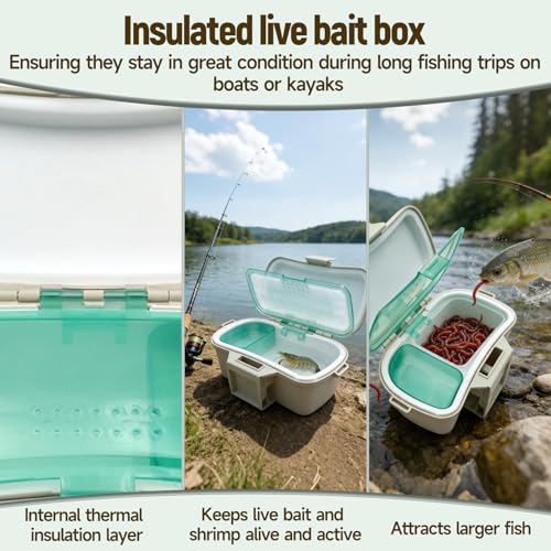 Waist Bait Container – Portable Live Bait Storage Box with Belt Clip, Divided Flip-Top Design for Worms & Shrimp, Ideal for Kayaking, Wading, and Fishing Trips