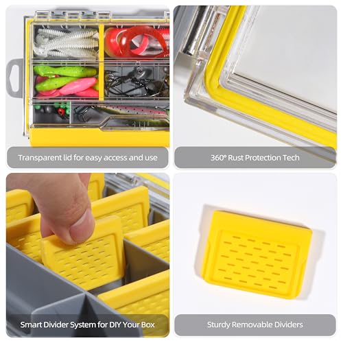 RUNCL 3500 Standard Fishing Tackle Box, Waterproof Floating Lure Storage Box with Adjustable Dividers, Clear Rust-Proof Utility Tray for Terminal Tackle, Hooks and Sinkers - color: 3500 Standard