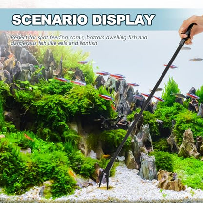 2 Pcs Plastic Aquarium Tongs Long Aquarium Tweezers Multi Purpose Trimming Feeding Aquariums Tools for Fresh Water Saltwater Fish Tanks Coral Plant (27 Inch) - size: 27 Inch