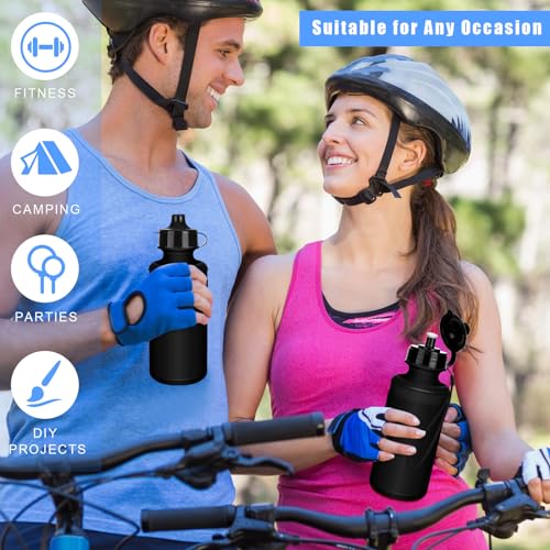 Zubebe 36 Pcs Sports Water Bottles Squeeze Bulk 21 oz | Reusable Plastic Water Bottles with Carry Strap, Back to School Supplies Summer Team Gifts for Students Travel Hiking Cycling - color: Black