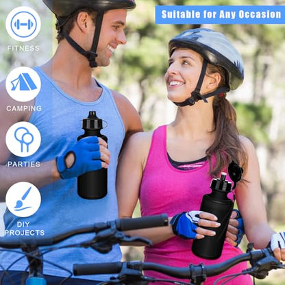 Zubebe 36 Pcs Sports Water Bottles Squeeze Bulk 21 oz | Reusable Plastic Water Bottles with Carry Strap, Back to School Supplies Summer Team Gifts for Students Travel Hiking Cycling - color: Black