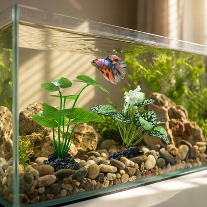 2 Pcs Fish Tank Decorations Plants, Artificial Plant Aquarium Accessories Decor, Goldfish Tank Decor Plastic Realistic Plants