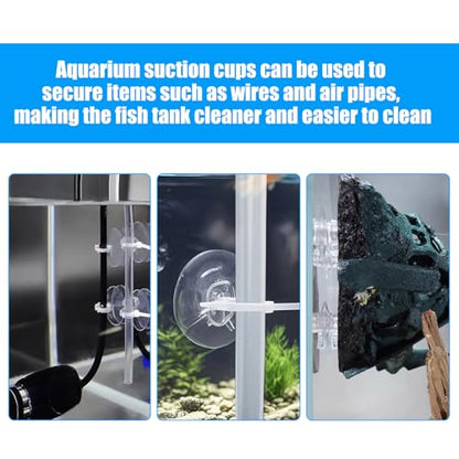 AQUANEAT 20 Pack Suction Cups with 40 Zip Ties for Aquarium Fish Tank Decoration Moss Shrimp Nest