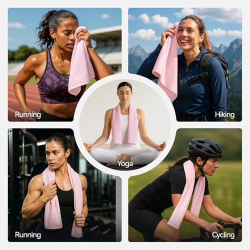 REDKISS 4 Pack Microfiber Workout Towels, Quick-Dry Gym Towels for Men, Yoga & Running, Soft Breathable, 39" x 16" - color: Pink/Light Blue/Green/Light Purple
