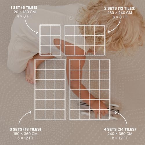 Toddlekind Haven Puzzle Playmat, 4x6 Non-Toxic Interlocking Foam Floor Mat | 4' X 6' Non-Toxic EVA Foam Tiles, Durable, Odorless, Wipe-Clean Playroom Floor Mat, Easy Assembly - color: Latte