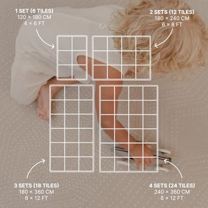 Toddlekind Haven Puzzle Playmat, 4x6 Non-Toxic Interlocking Foam Floor Mat | 4' X 6' Non-Toxic EVA Foam Tiles, Durable, Odorless, Wipe-Clean Playroom Floor Mat, Easy Assembly - color: Latte