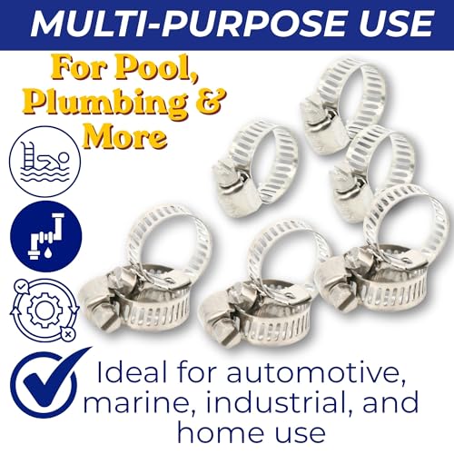 Ganador 12-Pack Stainless Steel Hose Clamps 13mm-19mm - 1/2" - 3/4", Universal Fitment w/Worm Gear for Pool, Automotive, Mechanical Plumbing General Purpose