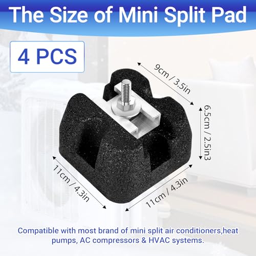 4 Pack Mini Split Floor Mount Base | Air Conditioner Base for 7,000–60,000 BTU | Anti-Vibration Mini Split Base, UV & Waterproof Condenser Support for Outdoor HVAC Units