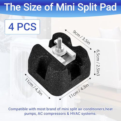 4 Pack Mini Split Floor Mount Base | Air Conditioner Base for 7,000–60,000 BTU | Anti-Vibration Mini Split Base, UV & Waterproof Condenser Support for Outdoor HVAC Units