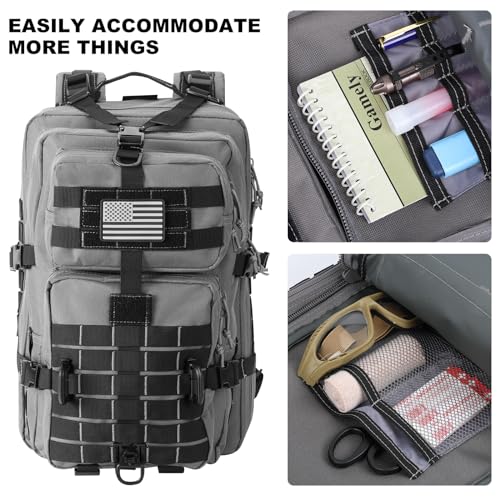 Hannibal Tactical MOLLE Assault Backpack, Tactical Backpack Military Army Camping Rucksack - color: Grey and Black