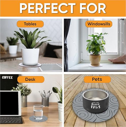Microfiber, Water Resistant, Absorbent Non-Slip Pot Plant Pad Round Reusable Plant Coaster Indoor Plant Protect Matt for Table Desk, Windowsill Multipurpose Durable 4Pcs. Cappuccino 2D (10 Inches)