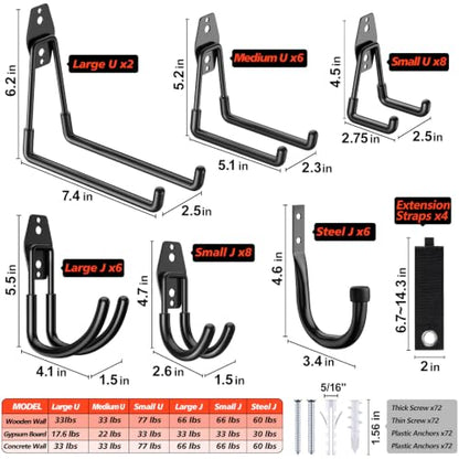 40-Pack Garage Hooks for Storage & Hanging Items, Save Space - color: 40 Pack Black