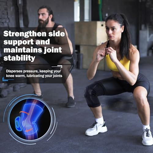 POWERLIX Knee Compression Brace with Support & Silicon Pad for Pain Relief | Best Knee Brace for Men & Women, support for Running, Basketball, Weightlifting, Gym, Workout, Sports
