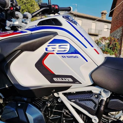 Motorcycle 3D Stickers Compatible with BMW R 1250 GS Adventure 2021-2022. Tank Side Protections from Impact and Scratches. Resin Stickers - Made in Italy (Rallye) - color: Rallye